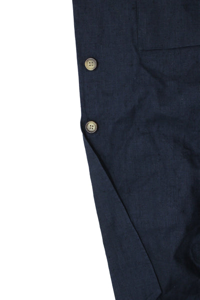 Cezar Mens Dark Blue Linen Solid Button Blazer Size 46
