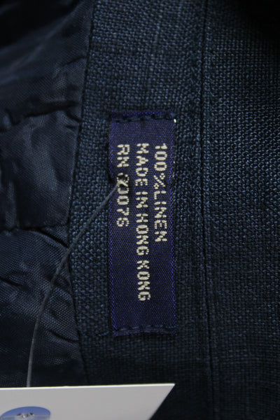 Cezar Mens Dark Blue Linen Solid Button Blazer Size 46