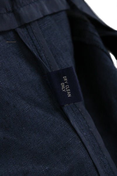 Cezar Mens Dark Blue Linen Solid Button Blazer Size 46