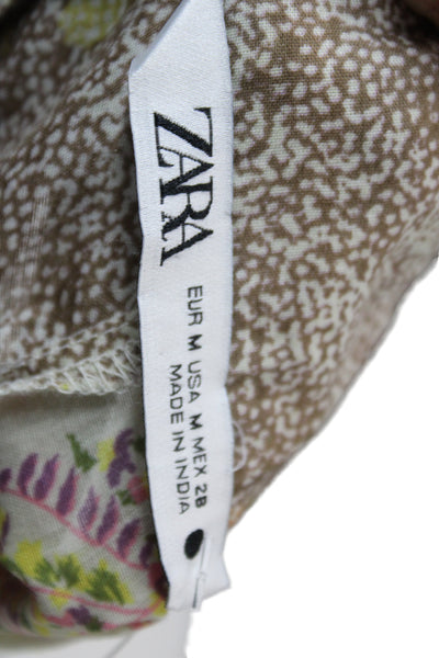 Zara Womens Cargo Pants Beige Viscose Floral Paisley Geometric Bohemian Size M