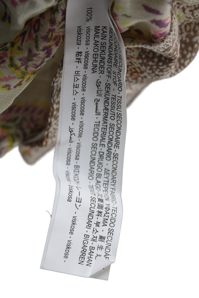 Zara Womens Cargo Pants Beige Viscose Floral Paisley Geometric Bohemian Size M