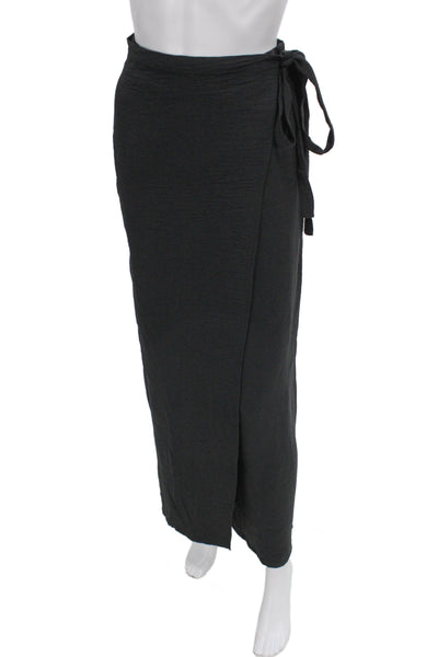 Zara Womens Maxi Wrap Pants Black Polyester Size M