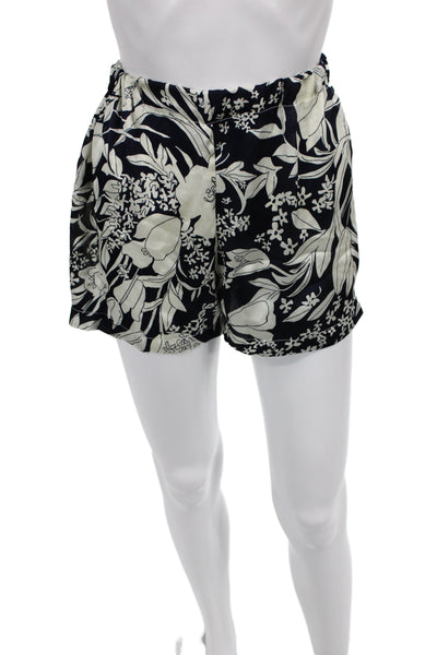 Muze Women Black Floral Silk Shorts Size XS