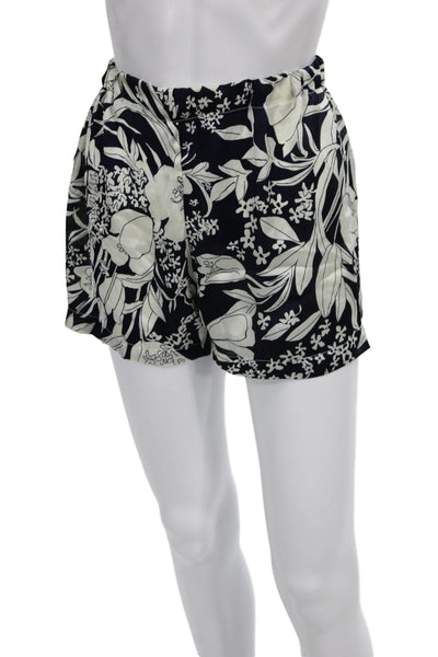 Muze Women Black Floral Silk Shorts Size XS