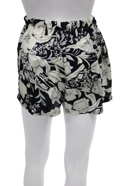 Muze Women Black Floral Silk Shorts Size XS