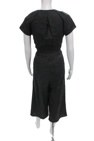 Whistles Womens Linen Short Sleeve Jumpsuit Black Size S