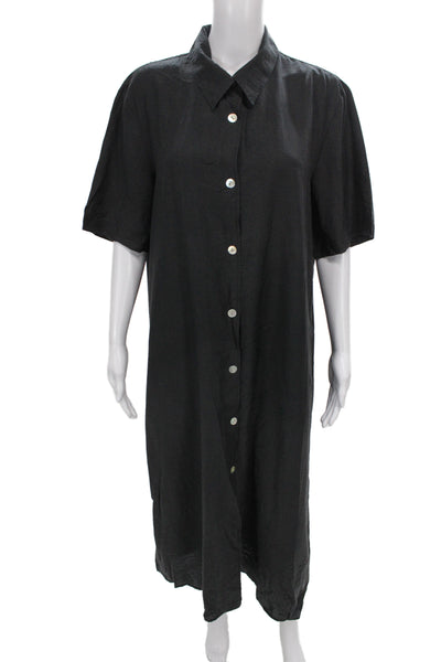 & Other Stories Womens Shirt Dress Gray Collared Short Sleeve Button Size M