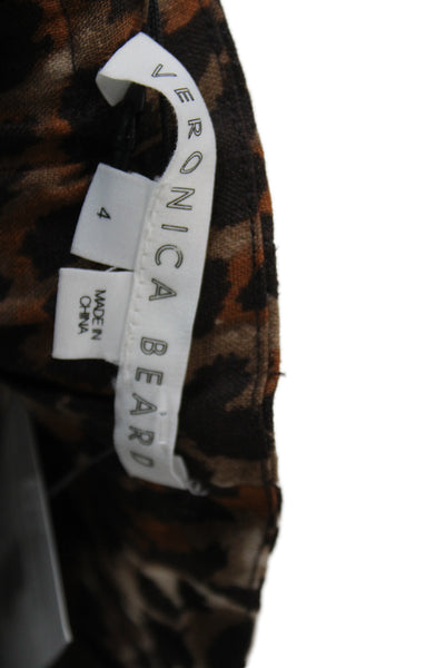 Veronica Beard Women Cropped Paperbag Leopard Linen Pants Size 4