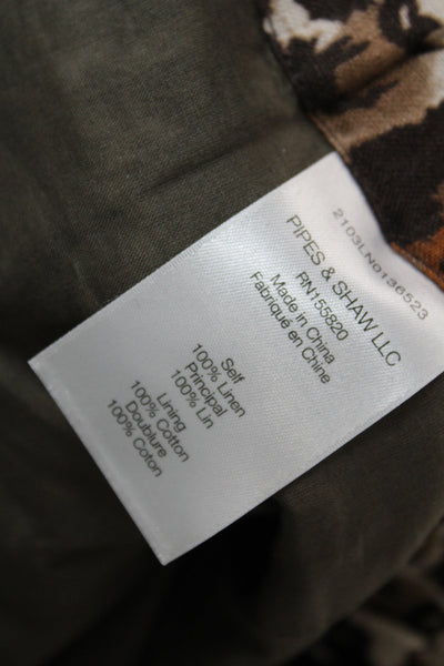 Veronica Beard Women Cropped Paperbag Leopard Linen Pants Size 4