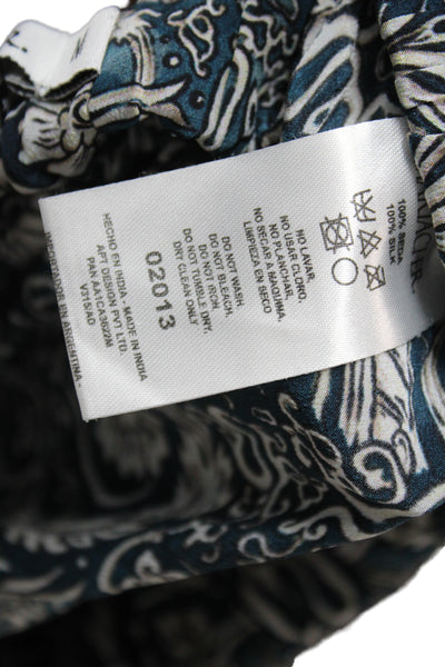 Mariacher Women Harem Pants Dark Blue Silk Paisley Bohemian Size M