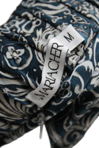 Mariacher Women Harem Pants Dark Blue Silk Paisley Bohemian Size M