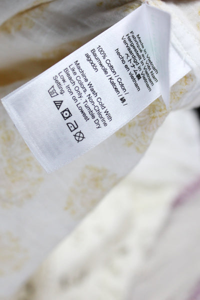 J Crew Women Floral Collared Cotton Long Sleeve Button-Up White Size 6