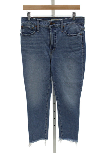 Madewell Womens Cropped Ankle Jeans Blue High Rise Button Size 29