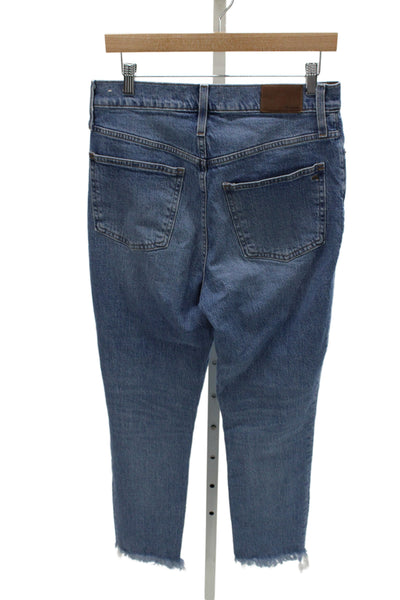 Madewell Womens Cropped Ankle Jeans Blue High Rise Button Size 29