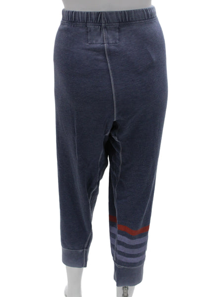 FREE CITY Unisex Cropped Sweatpants Dark Blue Graphic Print Size L