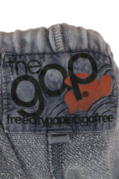 FREE CITY Unisex Cropped Sweatpants Dark Blue Graphic Print Size L
