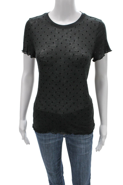 Rag & Bone Women Basic Black Polka Dot Crew Neck Short Sleeve T-Shirt Size M