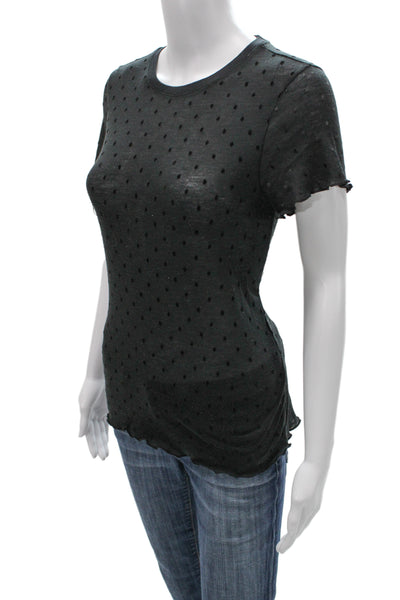 Rag & Bone Women Basic Black Polka Dot Crew Neck Short Sleeve T-Shirt Size M
