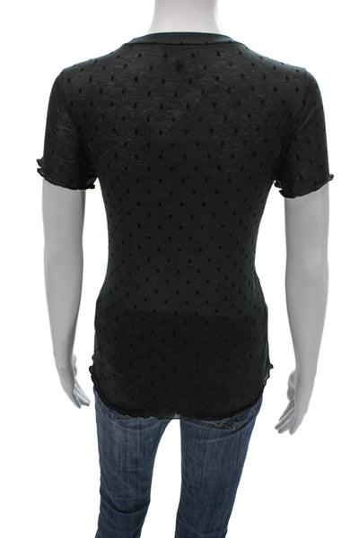Rag & Bone Women Basic Black Polka Dot Crew Neck Short Sleeve T-Shirt Size M