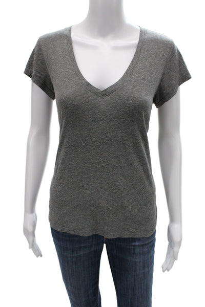 Michael Stars Womens Jersey V-Neck Short Sleeve Gray T-Shirt Size One Size