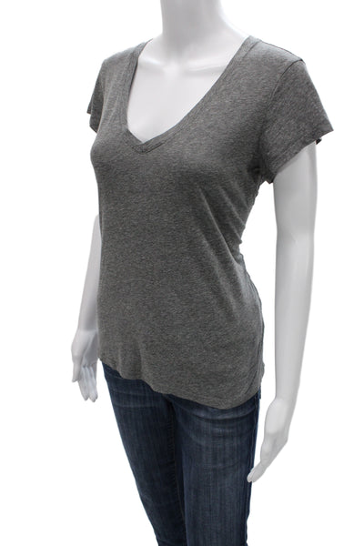 Michael Stars Womens Jersey V-Neck Short Sleeve Gray T-Shirt Size One Size