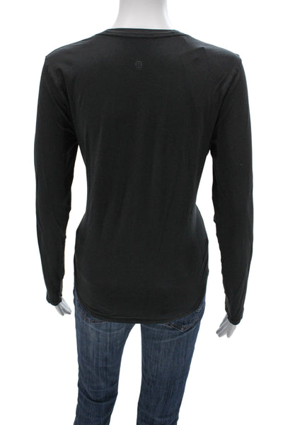 Lululemon Women Basic Black Crew Neck Long Sleeve T-Shirt Size 8
