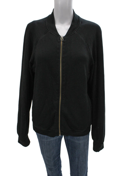 Velvet by Graham & Spencer Womens Bomber Jacket Black Mock Neck Zip Size M