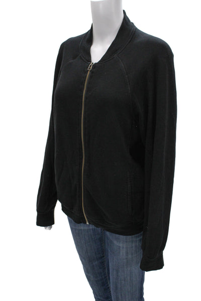 Velvet by Graham & Spencer Womens Bomber Jacket Black Mock Neck Zip Size M