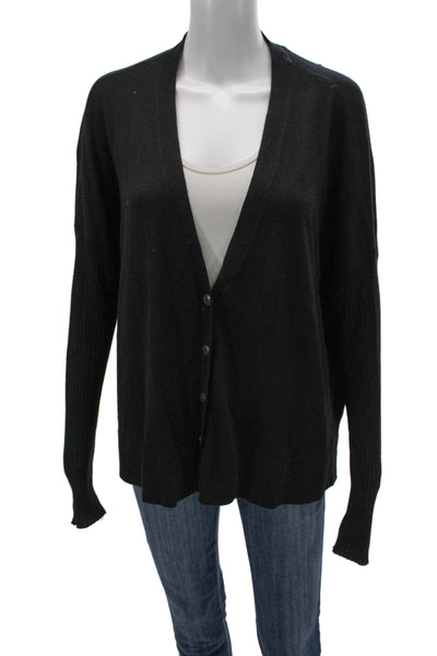 ATM Unisex Black V-Neck Cardigan Long Sleeve Size M