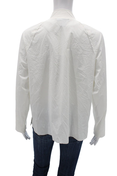 Peace of Cloth Women White Bomber Jacket Zip Size L