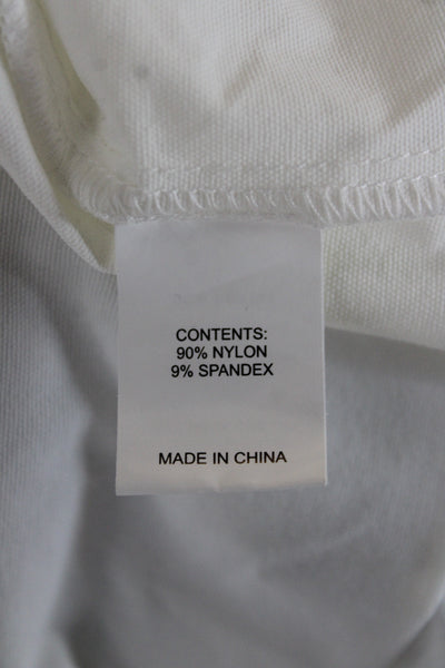 Peace of Cloth Women White Bomber Jacket Zip Size L