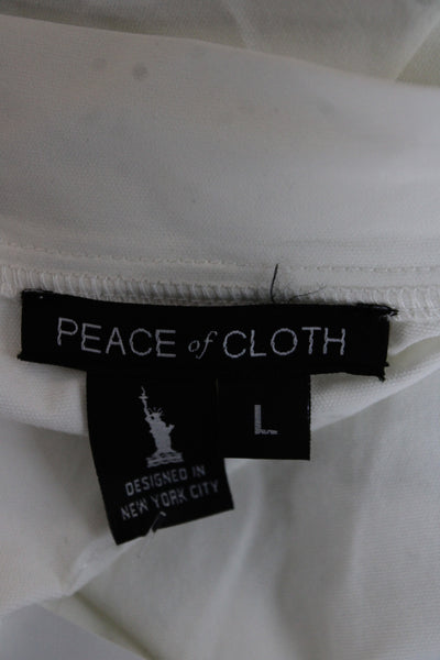 Peace of Cloth Women White Bomber Jacket Zip Size L