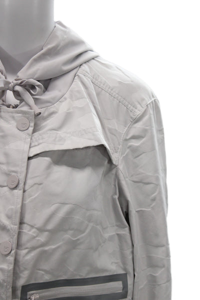 Blanc Noir Women Gray Camo Windbreaker High Neck Long Sleeve Size M