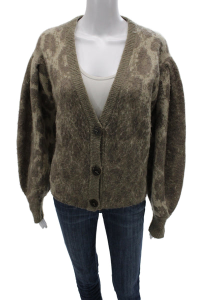 Zara Unisex Cardigan Brown Leopard V-Neck Button Long Sleeve Size M