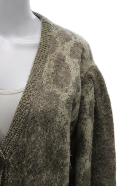 Zara Unisex Cardigan Brown Leopard V-Neck Button Long Sleeve Size M