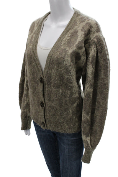 Zara Unisex Cardigan Brown Leopard V-Neck Button Long Sleeve Size M