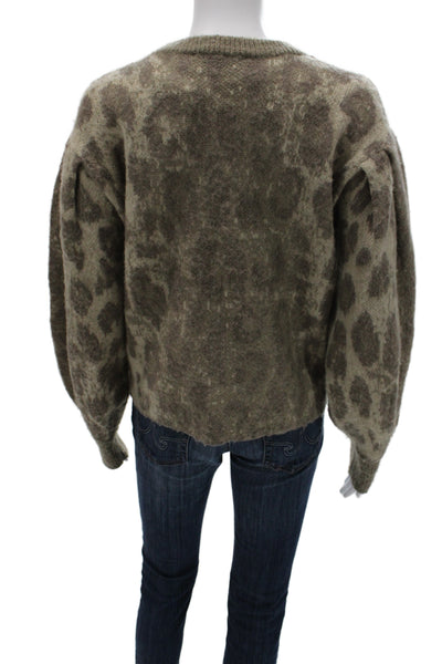 Zara Unisex Cardigan Brown Leopard V-Neck Button Long Sleeve Size M