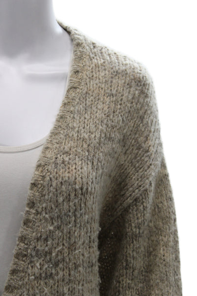 Pam & Gela Unisex Cardigan Beige V Neck Button Long Sleeve Solid Size M