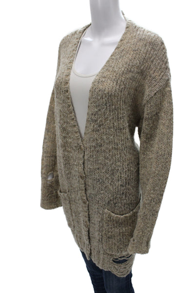Pam & Gela Unisex Cardigan Beige V Neck Button Long Sleeve Solid Size M