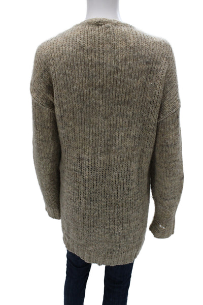 Pam & Gela Unisex Cardigan Beige V Neck Button Long Sleeve Solid Size M