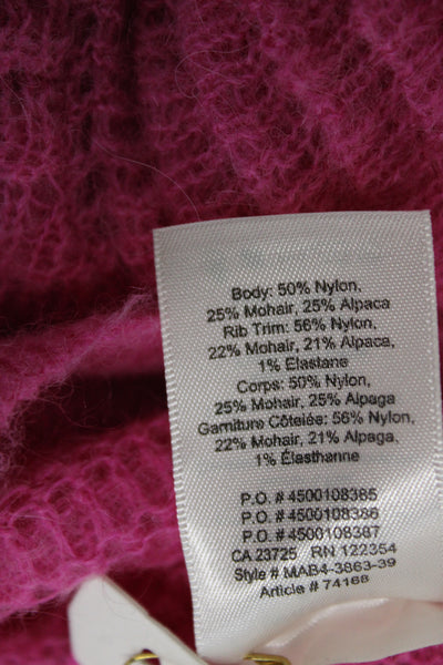 Wilfred Women Pink Striped Mohair Alpaca Cardigan Crew Neck Button Size M