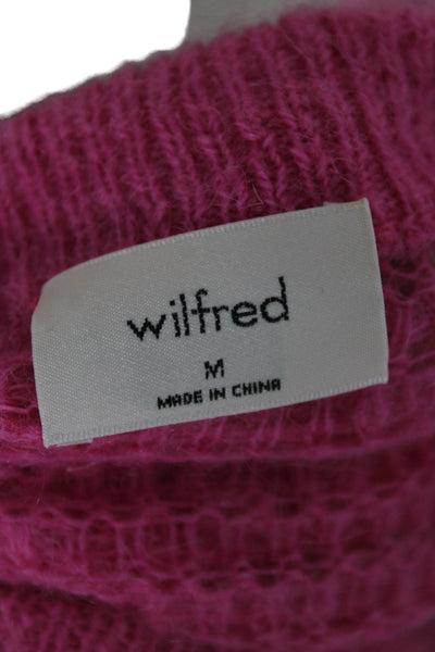Wilfred Women Pink Striped Mohair Alpaca Cardigan Crew Neck Button Size M
