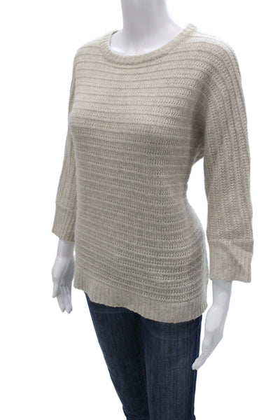 Zadig & Voltaire Unisex Beige Striped Pullover 3/4 Sleeve Size One Size