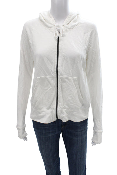 Standard James Perse Women Full-zip Hoodie White Supima Cotton Size 3