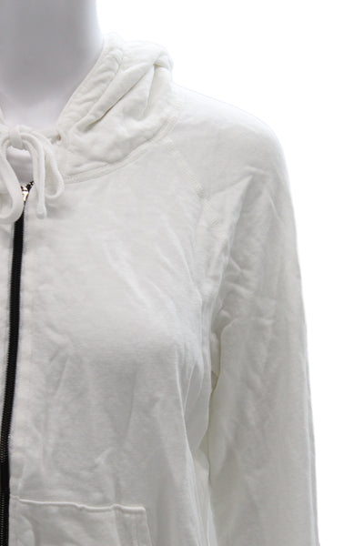Standard James Perse Women Full-zip Hoodie White Supima Cotton Size 3
