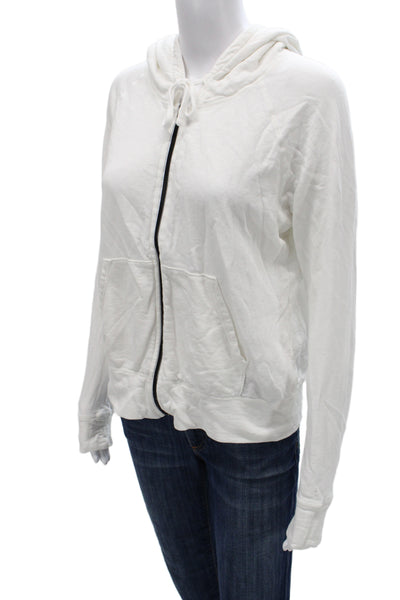 Standard James Perse Women Full-zip Hoodie White Supima Cotton Size 3