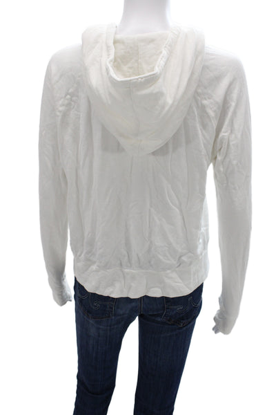 Standard James Perse Women Full-zip Hoodie White Supima Cotton Size 3