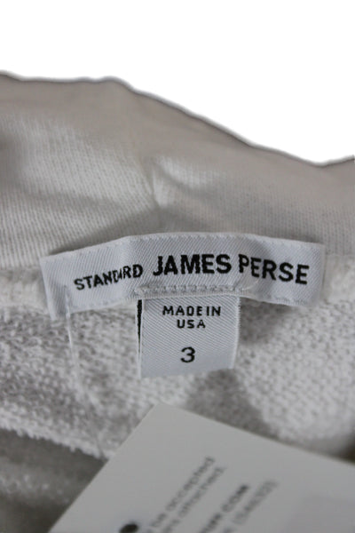 Standard James Perse Women Full-zip Hoodie White Supima Cotton Size 3
