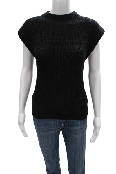 Babaton Unisex Black Pullover Sweater Mock Neck Cap Sleeve Size S