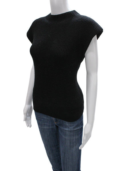 Babaton Unisex Black Pullover Sweater Mock Neck Cap Sleeve Size S